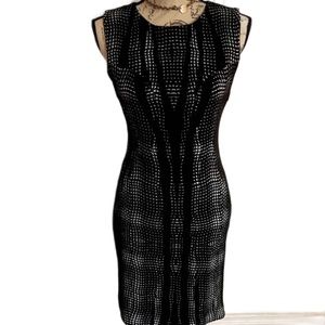 DVH Diane Von Furstenberg Retro Print Body Conscious Dress Ponte Size 4